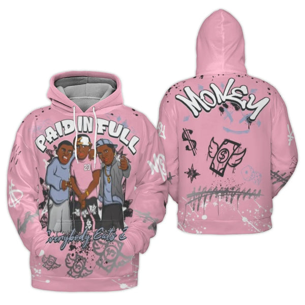 Paid In Full Graffiti Hoodie | Pink Streetwear Graphic Print | Premium Polyester Fleece | Unisex Casual Urban Sweatshirt Gift