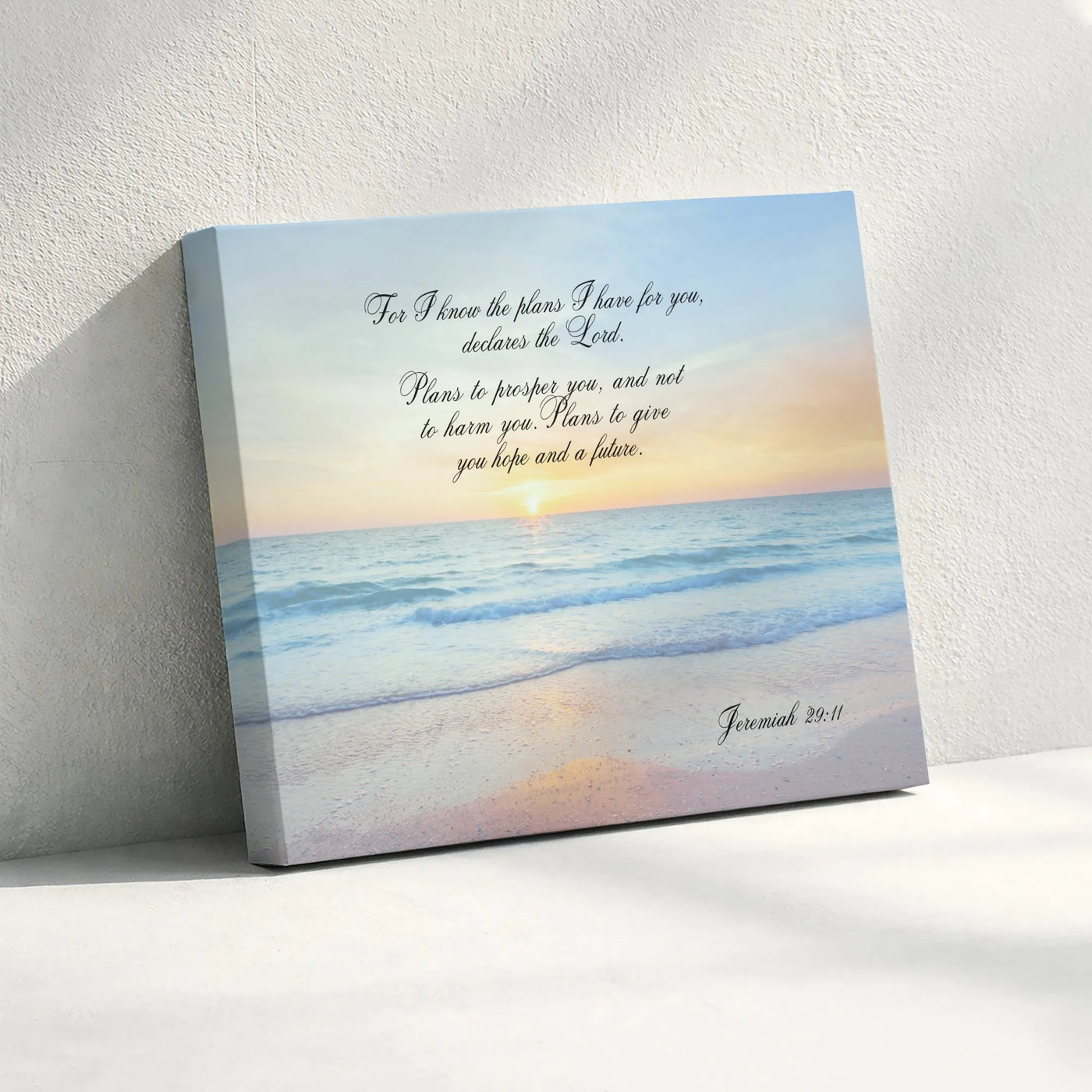 Jeremiah 29:11 Canvas Wall Art | Scripture Bible Verse Beach Sunset | Gallery Quality Premium Print | Christian Faith Home De