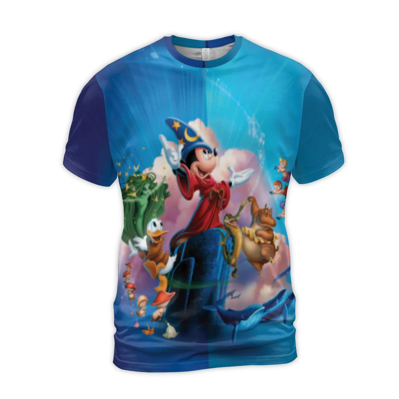Sorcerer Mickey Mouse 3D Graphic T-Shirt | All-Over Print Fantasia Scene | Premium Polyester Jersey | Birthday Gift For Disne