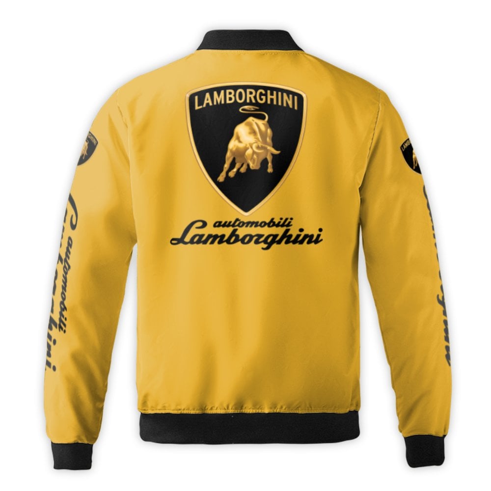 Lamborghini Logo Bomber Jacket | Yellow Streetwear Racing Coat | Durable Nylon Shell | Premium Gift for Sports Car Enthusiast