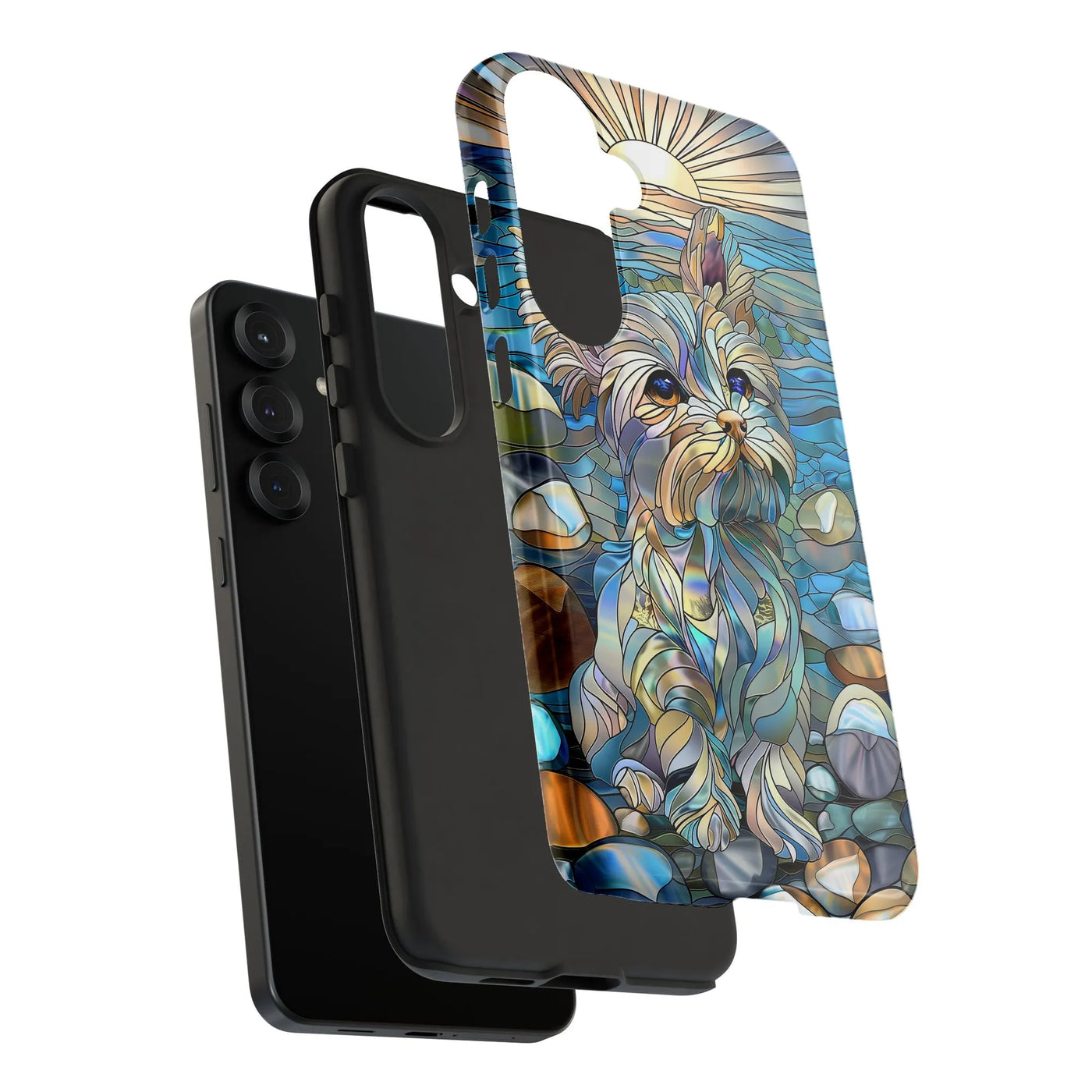 Yorkshire Terrier Phone Case | Stained Glass Mosaic Dog Art | Durable Dual-Layer Samsung Cover | Unique Gift for Yorkie Dog L