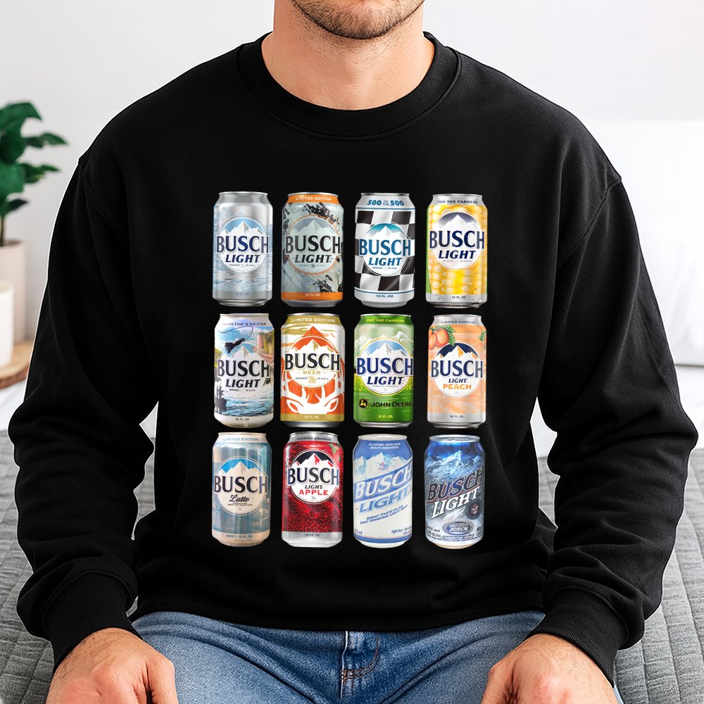 Busch Light Beer Can Graphic Sweatshirt | Retro Beer Logo Apparel | Soft Cotton-Poly Blend Crewneck | Gift for Beer Lovers & 