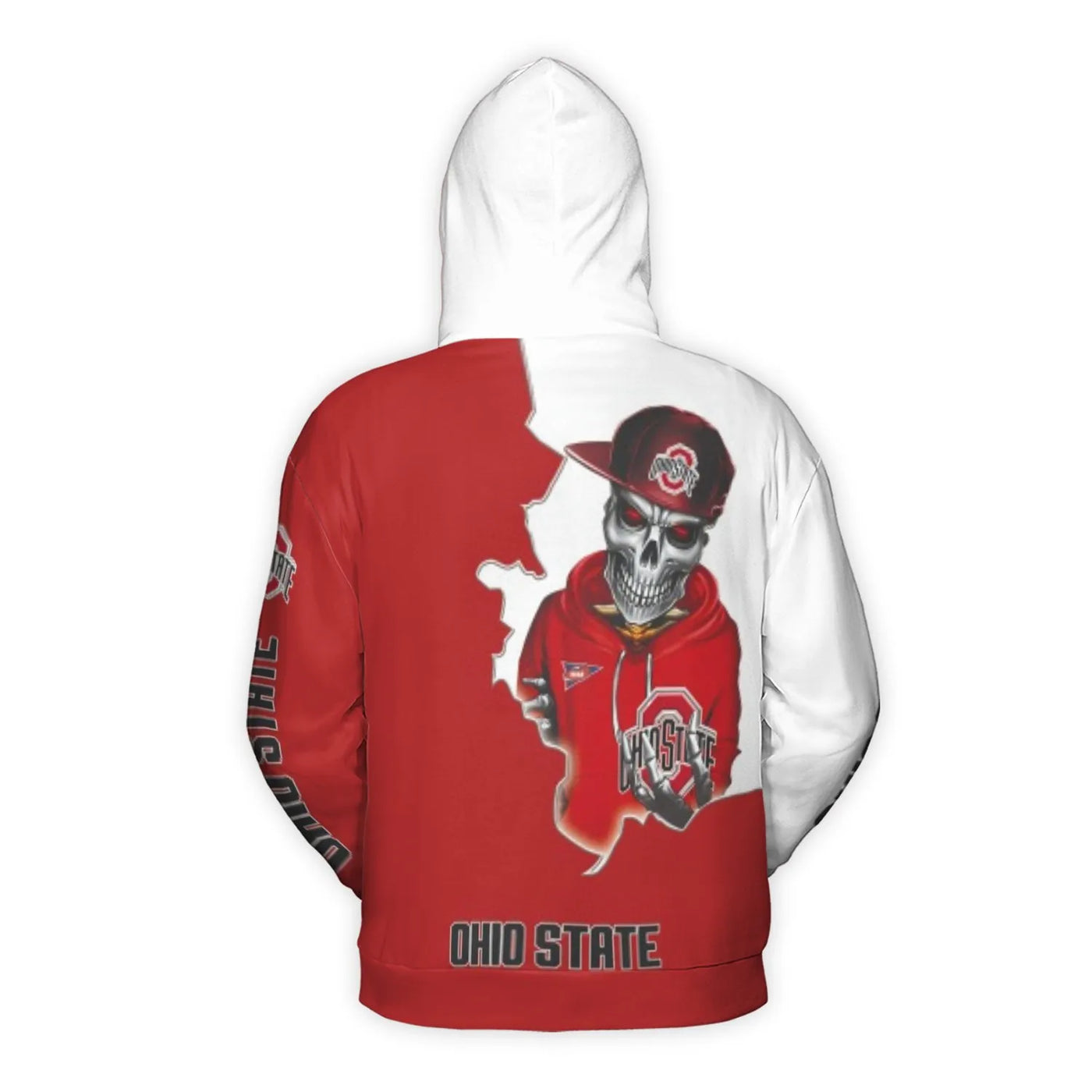 Ohio State University Hoodie | Skull Graphic 3D All Over Print | Premium Brushed Fleece Polyester | Unisex Fan Gear Gift for 