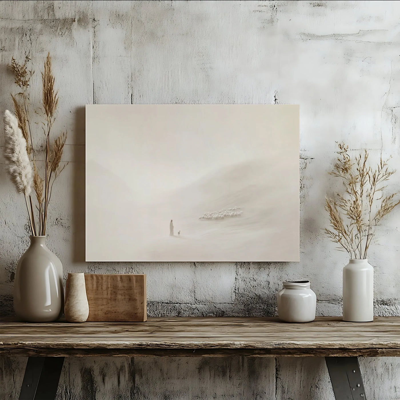 Jesus The Good Shepherd Canvas | Minimalist Christian Wall Art | Premium Gallery Wrap Print | Religious Home Decor Gift