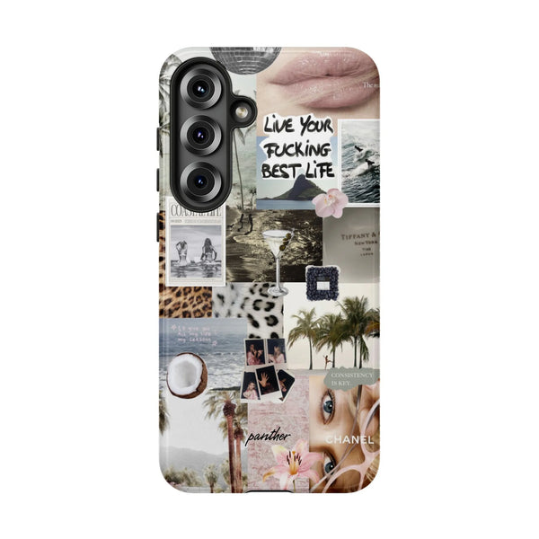 Aesthetic Collage Samsung Case | Trendy Summer Beach & Leopard Print Design | Dual Layer Tough Cover | Preppy It Girl Gift