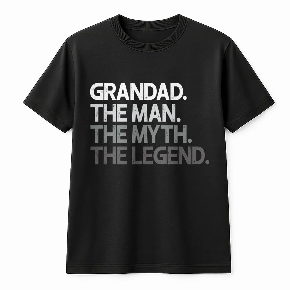 Grandad The Man The Myth The Legend T-Shirt | Vintage Graphic Print | 100% Cotton Premium Comfort | Funny Gift for Grandpa, F
