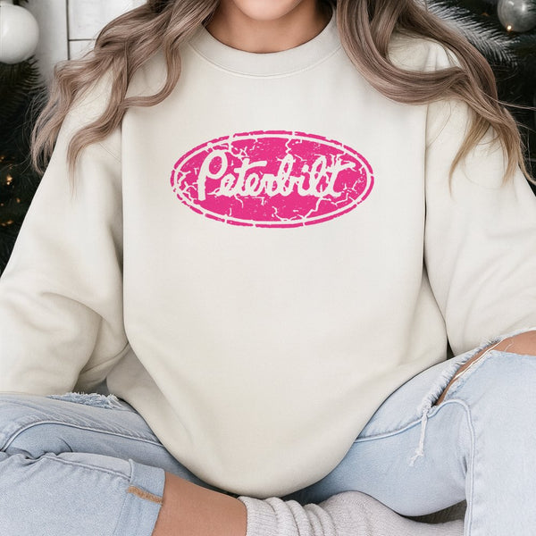 Peterbilt Logo Sweatshirt | Vintage Distressed Graphic Crewneck | Premium Cotton Blend | Gift For Trucker & Diesel Mechanic