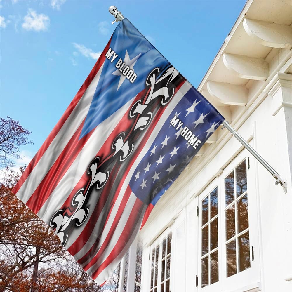 Puerto Rico USA Flag | My Blood My Home Lace-Up Design | Premium Weather-Resistant Polyester | Patriotic Outdoor Home Garden 