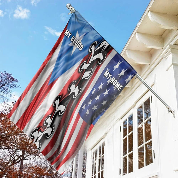 Puerto Rico USA Flag | My Blood My Home Lace-Up Design | Premium Weather-Resistant Polyester | Patriotic Outdoor Home Garden 