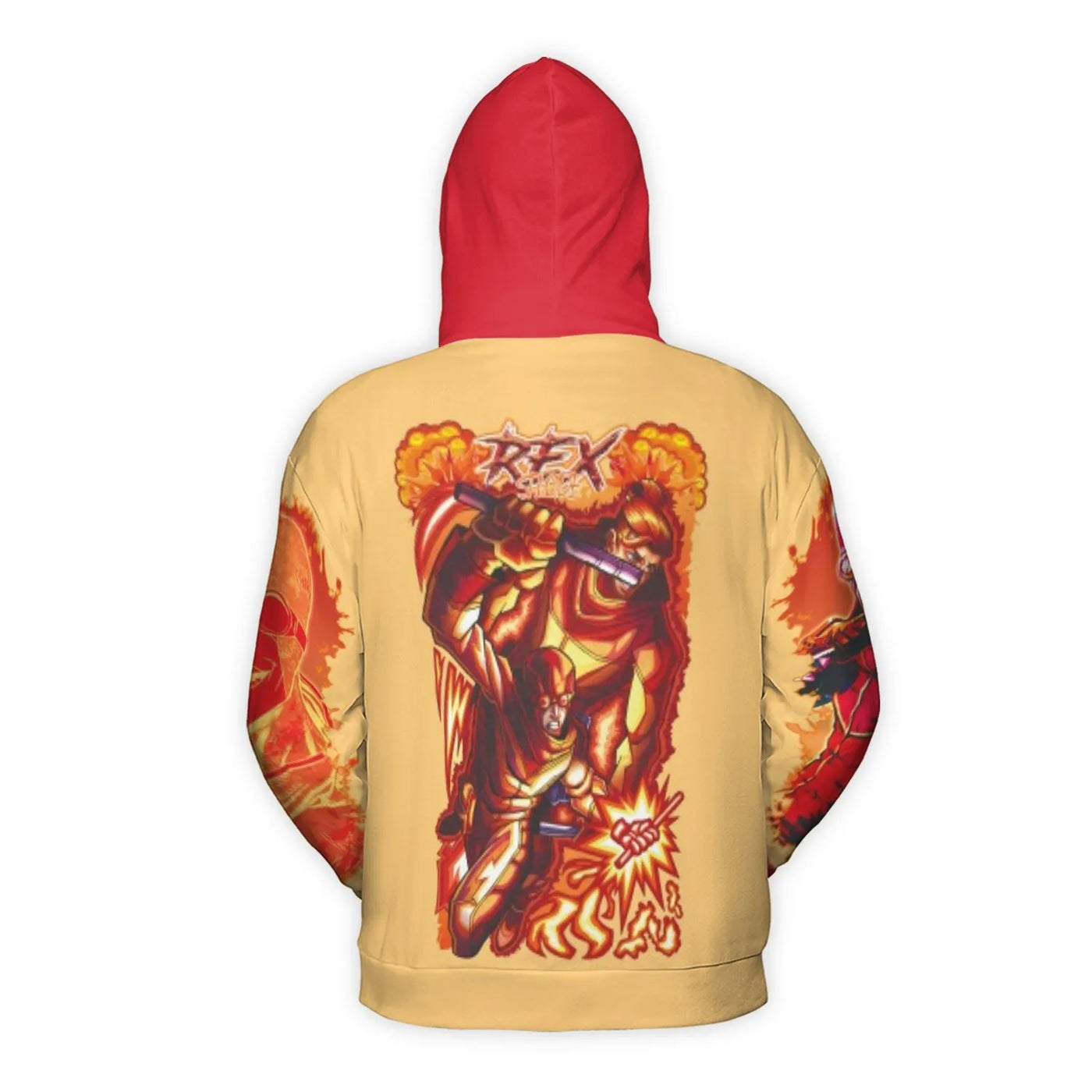 Invincible Superhero Hoodie | Rex Splode Graphic All-Over Print | Premium Polyester Fleece Pullover | Unisex Anime Fan Gift f