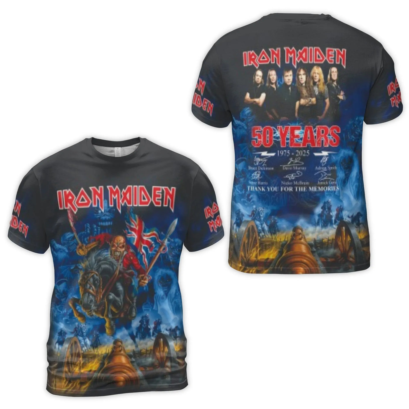 Iron Maiden 50th Anniversary T-Shirt | The Trooper 3D Graphic Print | Premium Polyester Spandex Blend | Heavy Metal Music Fan
