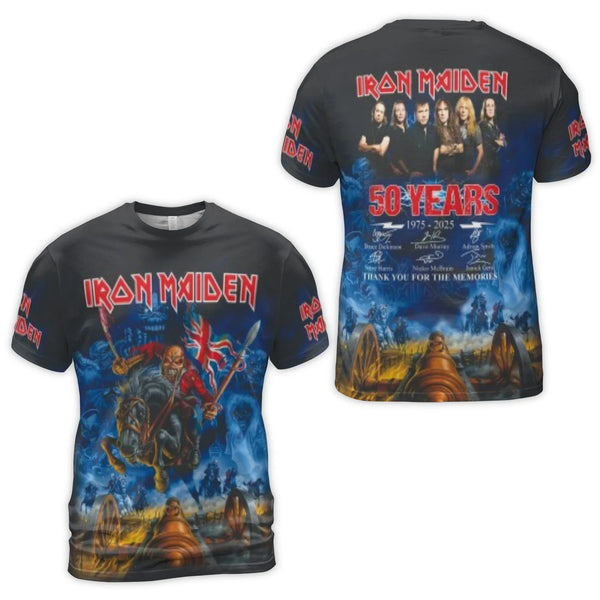 Iron Maiden 50th Anniversary T-Shirt | The Trooper 3D Graphic Print | Premium Polyester Spandex Blend | Heavy Metal Music Fan