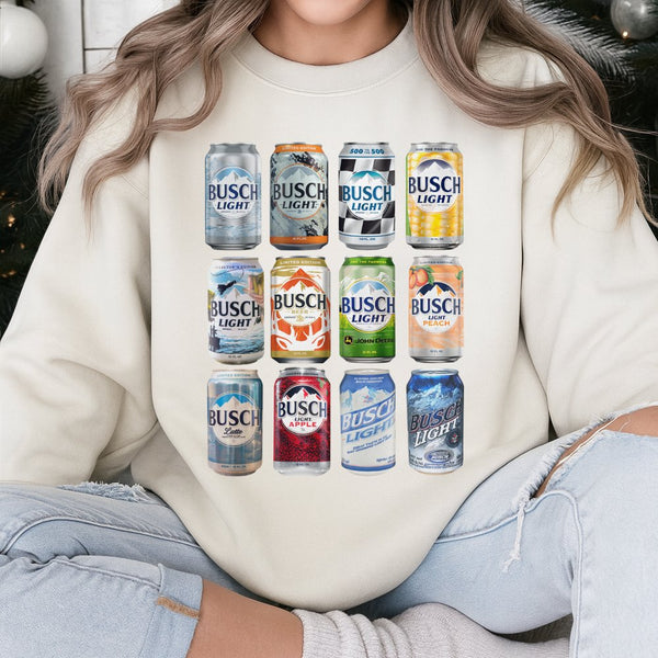 Busch Light Beer Can Graphic Sweatshirt | Retro Beer Logo Apparel | Soft Cotton-Poly Blend Crewneck | Gift for Beer Lovers & 