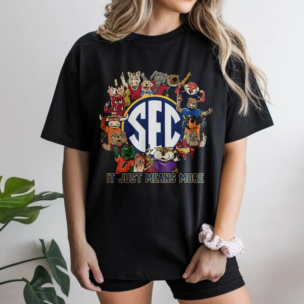 SEC College Football T-Shirt | Mascot Graphic Print | 100% Soft Cotton | Game Day Spirit Gift For Men And Women
