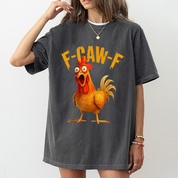 Screaming Chicken T-Shirt | Funny F-Caw-F Meme Graphic | Premium 100% Cotton Tee | Gift for Men, Women, and Poultry Lovers