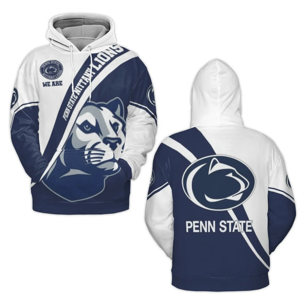 Penn State Nittany Lions 3D Hoodie | All-Over Mascot Print Design | Soft Brushed Polyester Fleece | Unisex Apparel For Colleg