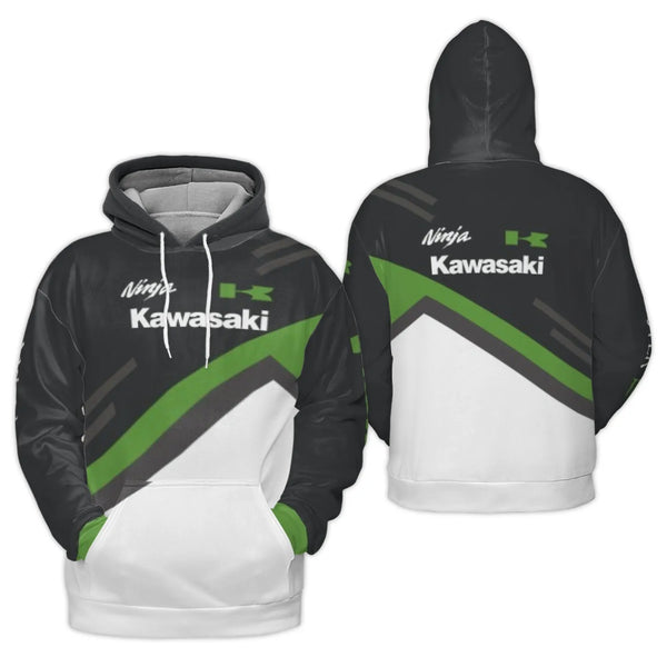Kawasaki Ninja 3D Hoodie | Graphic Motorcycle Racing Pullover | Premium All-Over Print Polyester | Motorsport Gift for Bikers