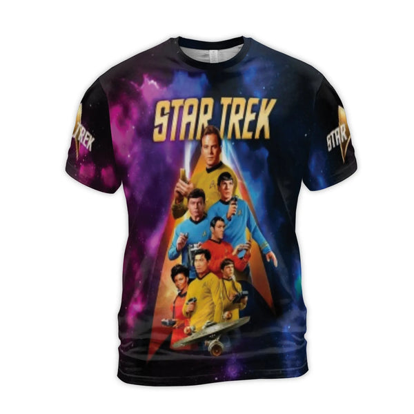 Star Trek 60th Anniversary T-Shirt | Original Series Cast Signatures 3D Graphic Tee | Premium Polyester Blend | Collector's G