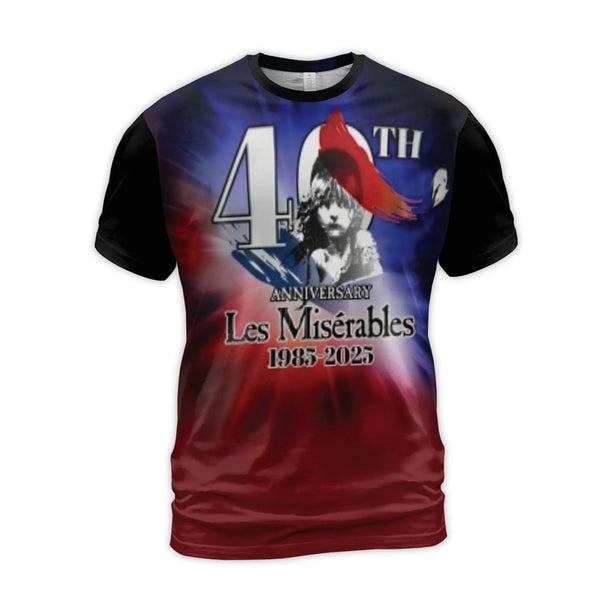 Les Miserables 40th Anniversary T-Shirt | Broadway Musical Graphic Tee | Premium Polyester Blend | Gift for Theater Fans and 