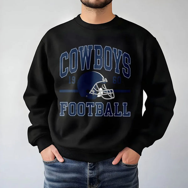 Cowboys Football Sweatshirt | Retro 1960 Varsity Graphic Print | Premium Cotton Blend | Gift for Dallas NFL Fans & Sports Ent