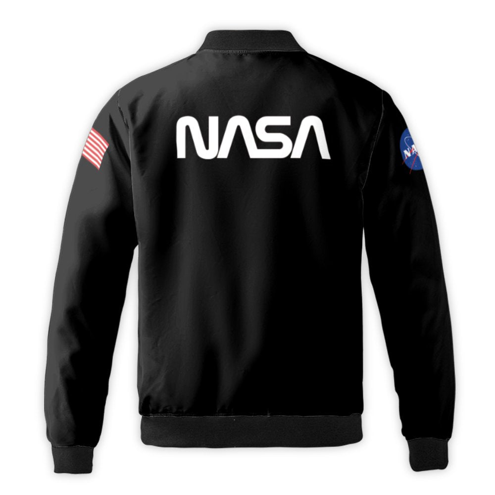 NASA Bomber Jacket | Space Program Logo | Premium Nylon Streetwear | Unisex Outerwear Gift for Space Enthusiasts