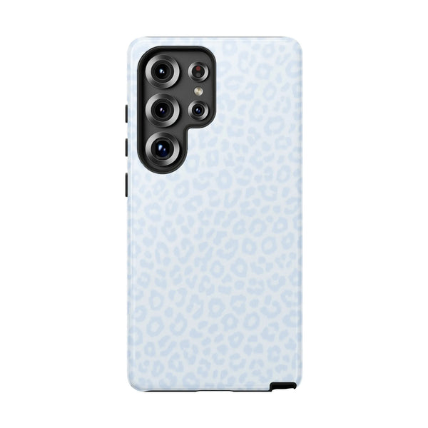 Light Blue Leopard Print Phone Case | Dual-Layer Protective Cover | Polycarbonate & TPU Shell | Aesthetic Samsung Galaxy Acce