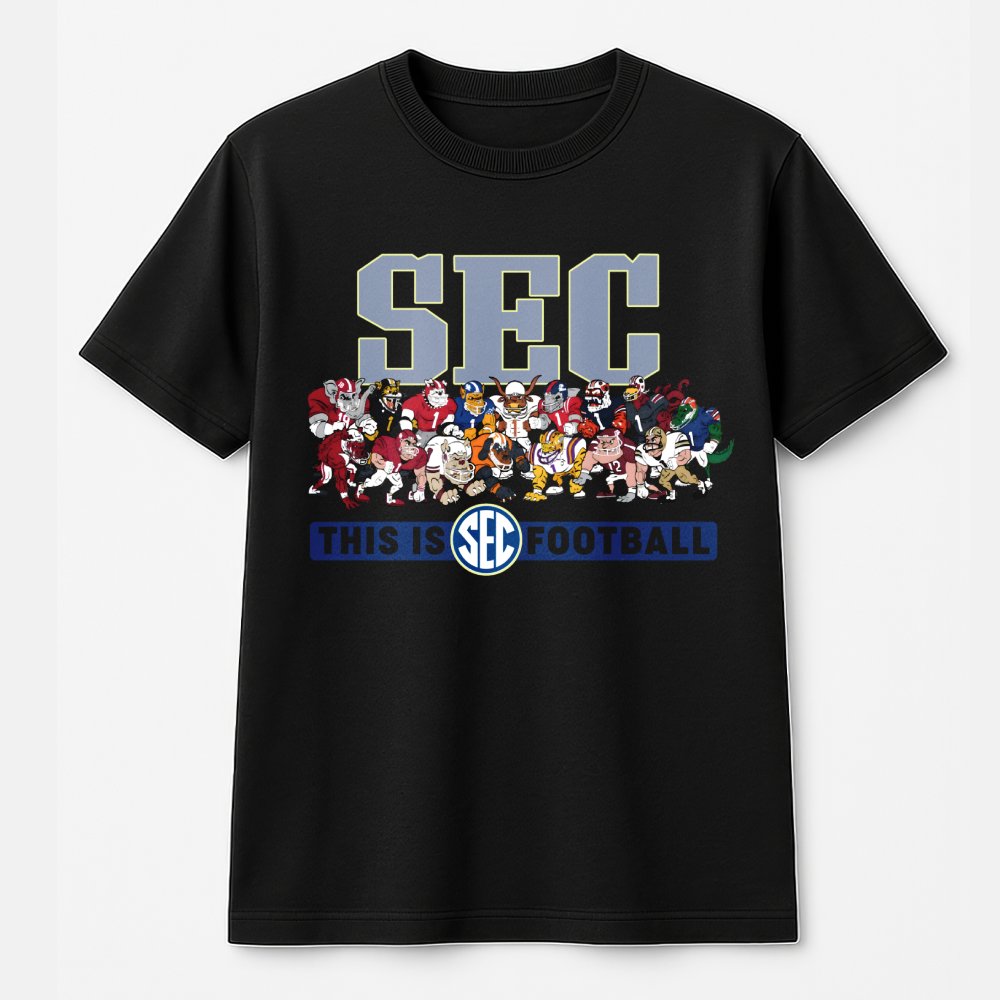 SEC Football Mascots T-Shirt | Vintage College Game Day Graphic Tee | Premium 100% Cotton Apparel | Gift for College Sports F