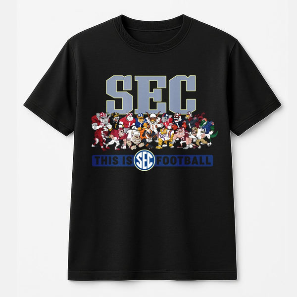 SEC Football Mascots T-Shirt | Vintage College Game Day Graphic Tee | Premium 100% Cotton Apparel | Gift for College Sports F