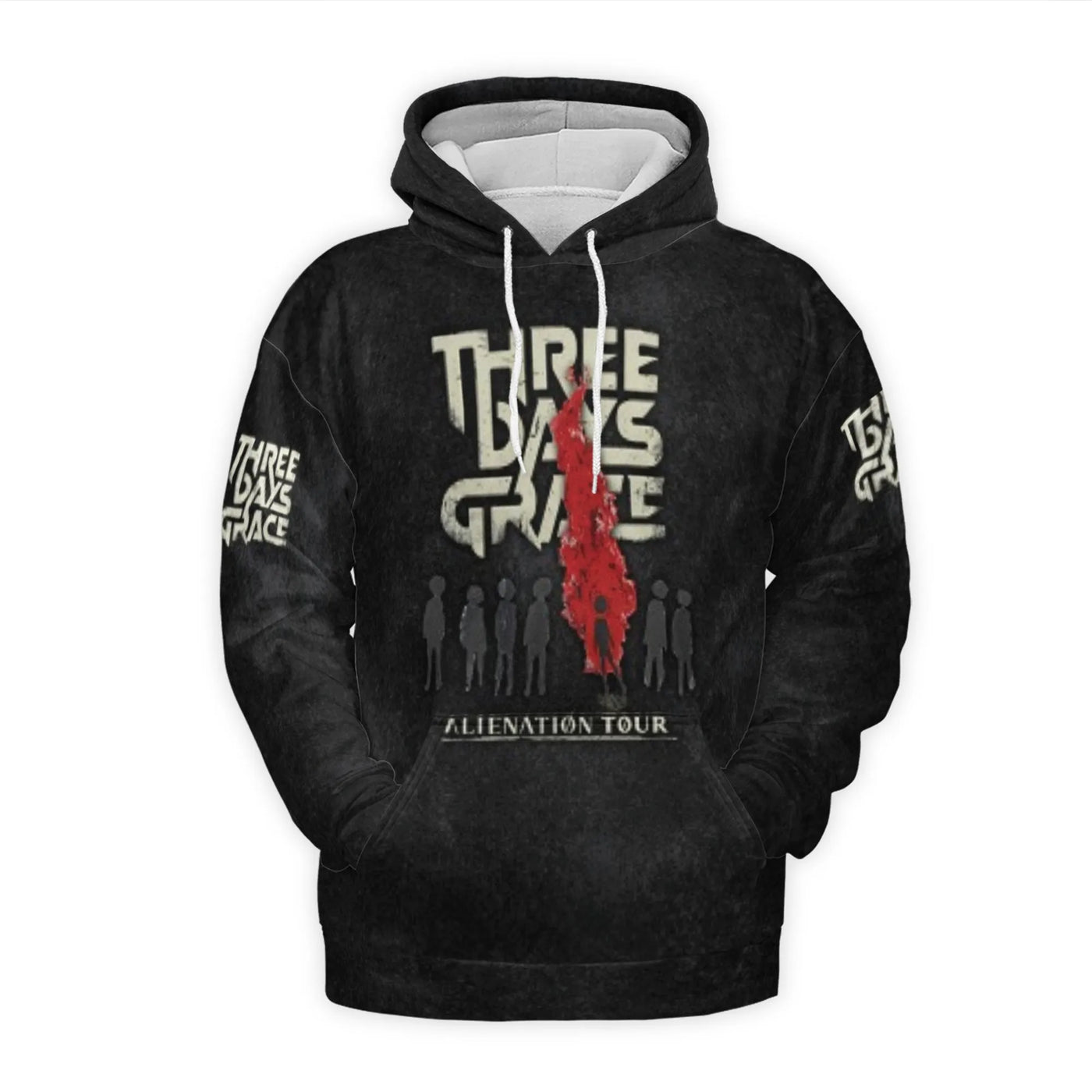 Three Days Grace Hoodie | Alienation Tour Graphic Print | Premium Polyester Fleece | Unisex Rock Band Concert Gift for Fans