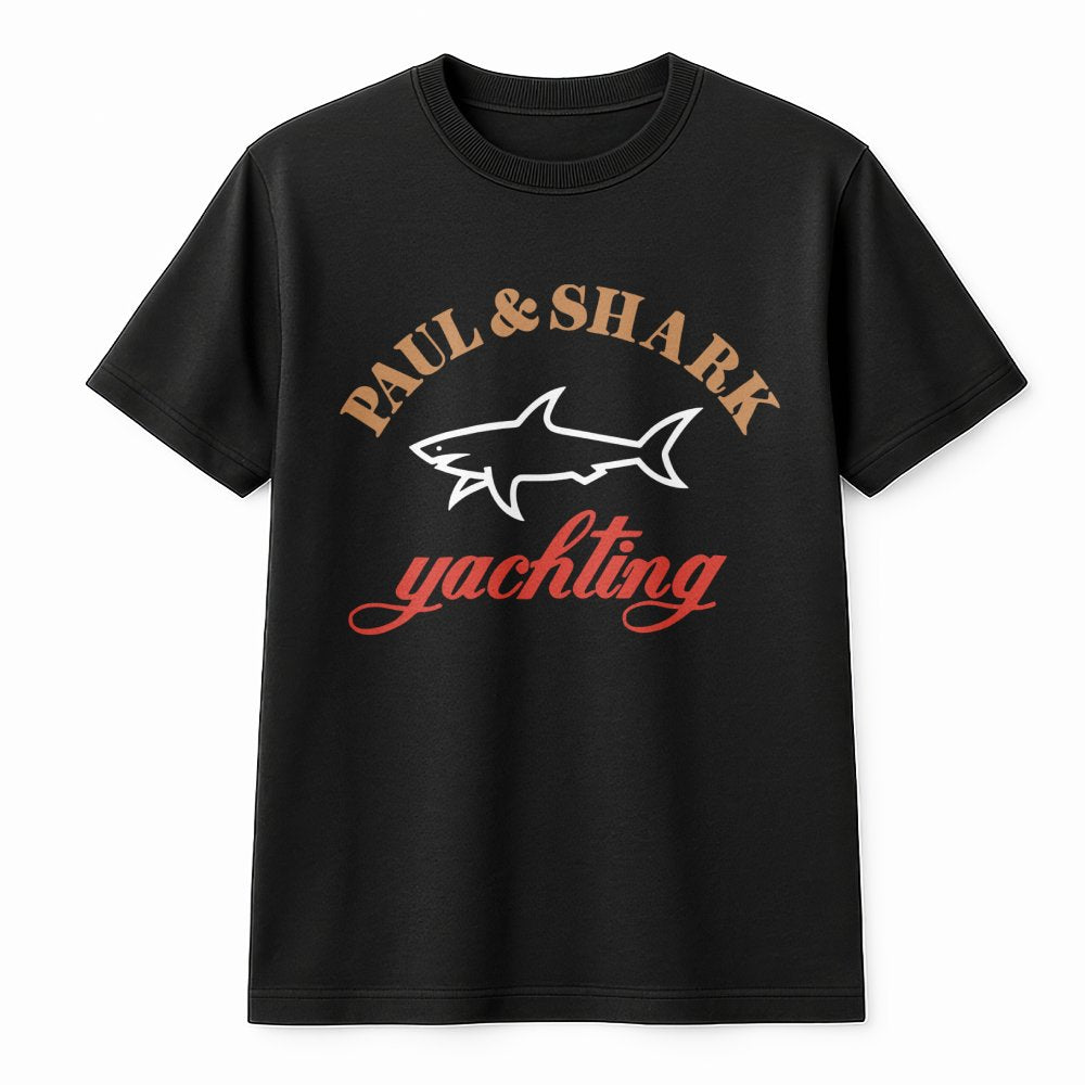 Shark Yachting Graphic T-Shirt | Nautical Ocean Theme Design | 100% Soft Cotton Premium Quality | Casual Gift for Sailors and
