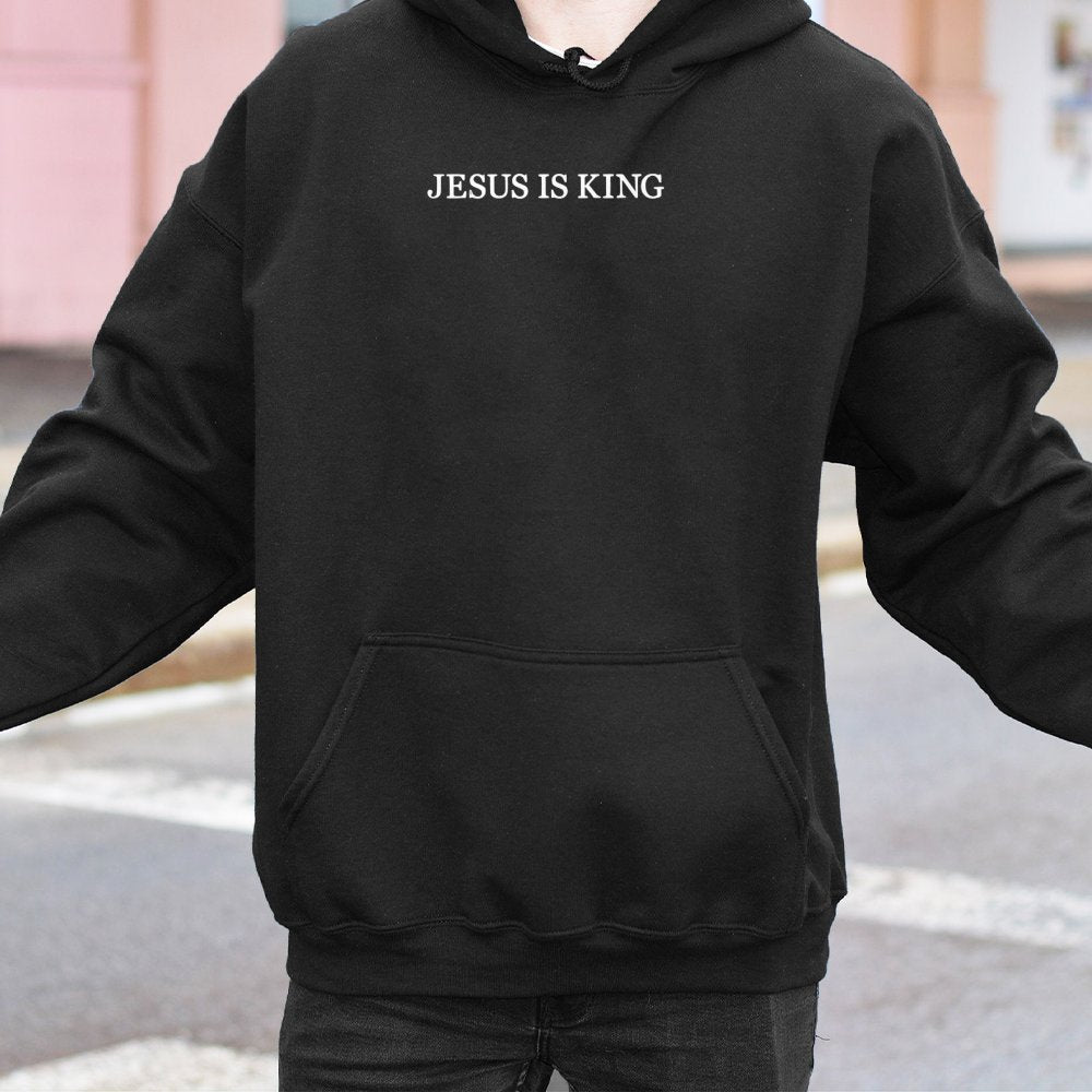Jesus Is King Hoodie | Minimalist Christian Graphic Apparel | Cotton-Poly Blend Premium Comfort | Faith-Based Gift For Men An