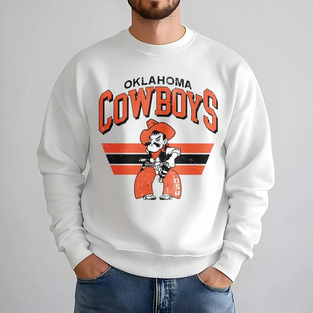 Oklahoma State Cowboys Sweatshirt | Vintage Mascot Graphic Print | Premium Cotton Blend | Unisex College Football Fan Apparel