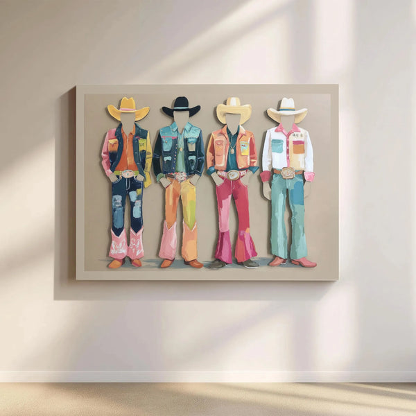 Colorful Western Cowboy Canvas Art | Modern Abstract Rodeo Print | Premium Gallery Wrapped 1.25" Frame | Southwestern Decor f