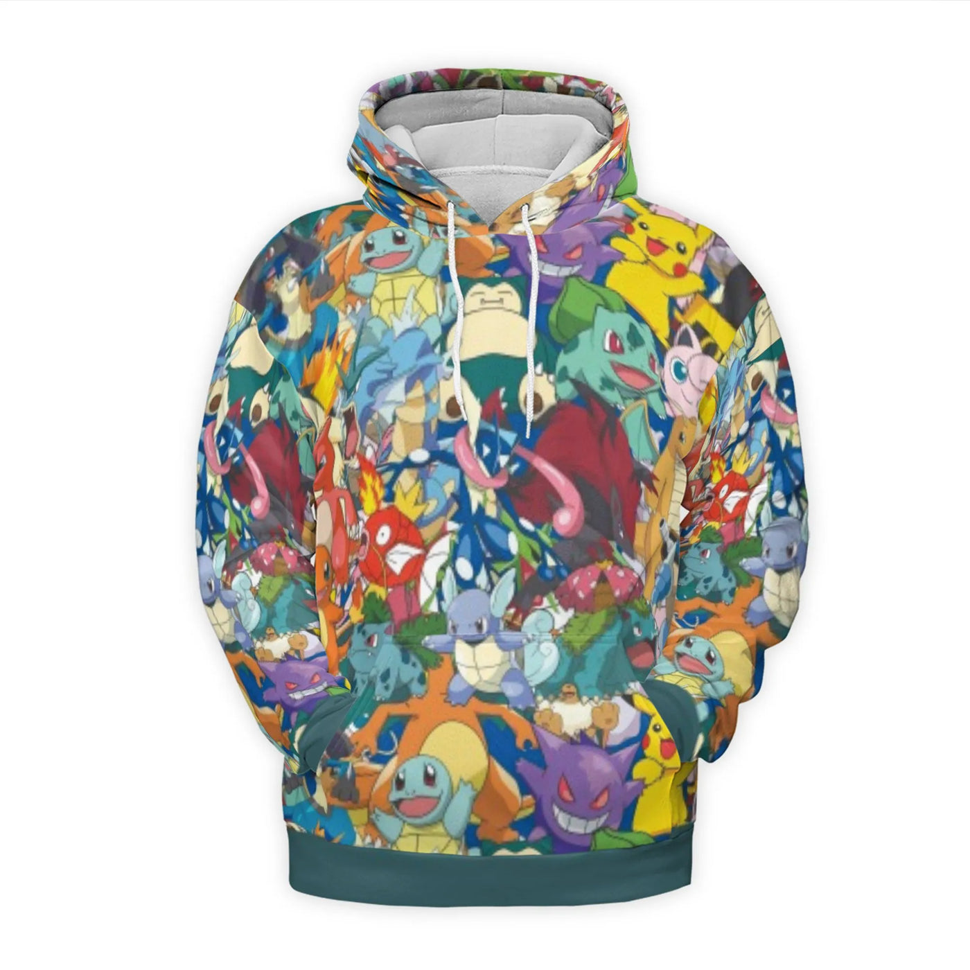 Anime Monster Collage Hoodie | All-Over Print Graphic Pullover | Soft Brushed Fleece Premium Material | Unisex Gift For Gamer