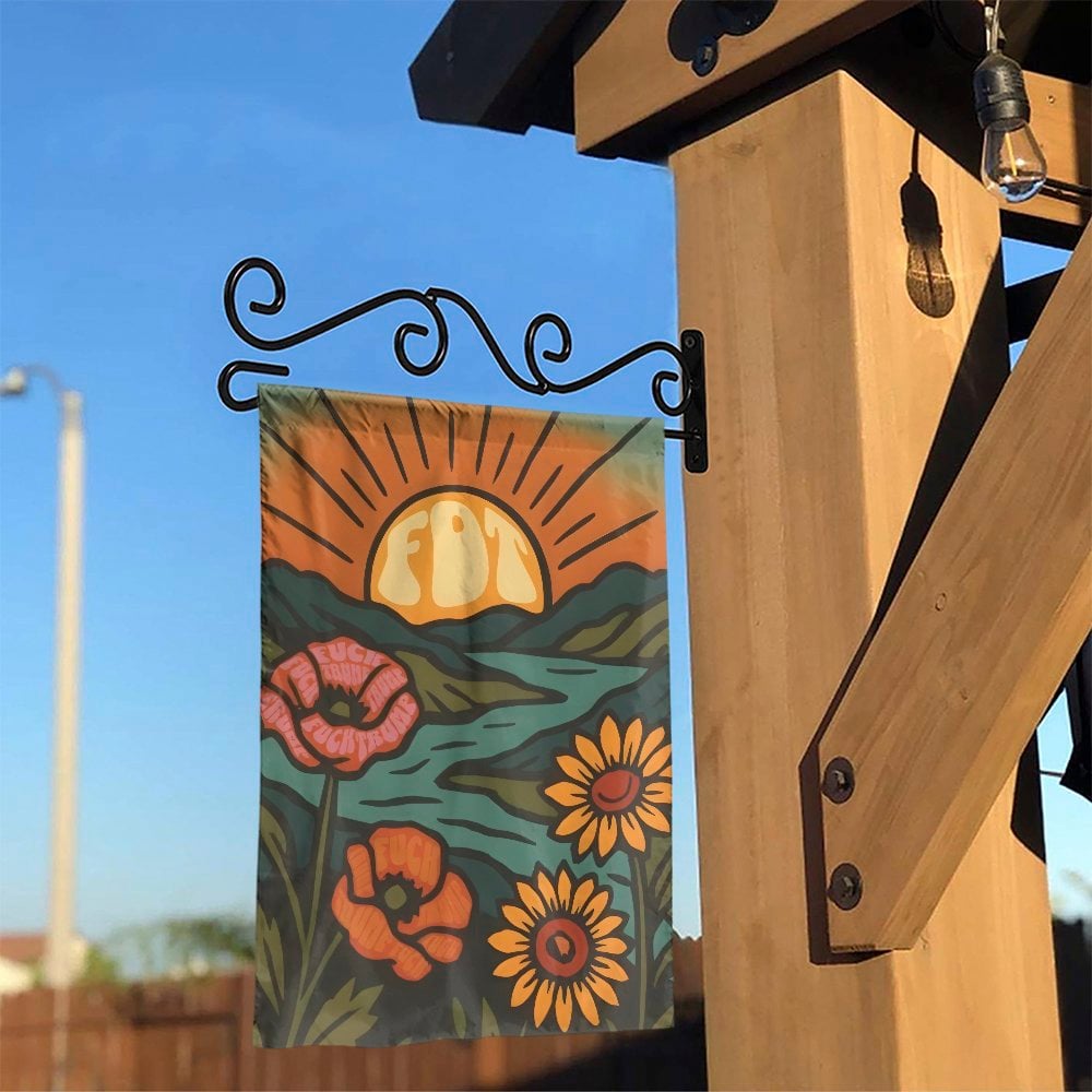 FDT Garden Flag | Retro Floral Landscape Print | Premium Durable Polyester | Anti-Trump Yard Decor for Outdoor Lawn Sign
