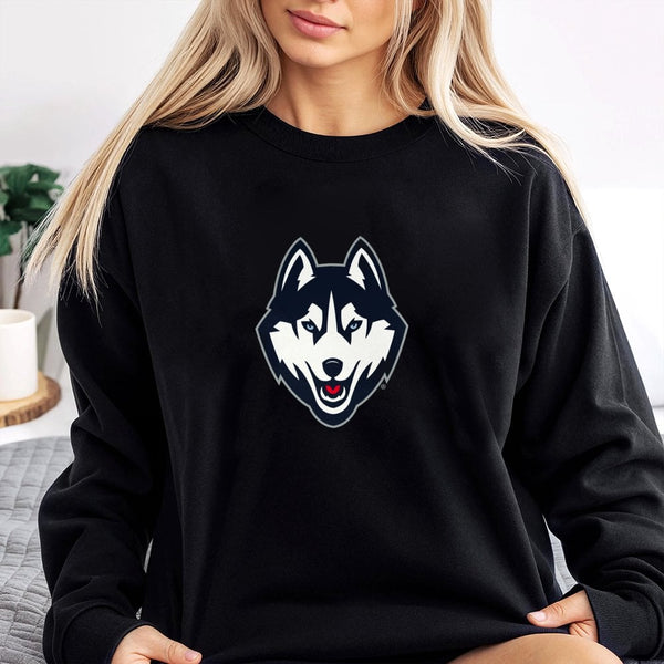 UConn Husky Sweatshirt | Collegiate Mascot Graphic Crewneck | Premium Cotton Blend | Fan Apparel Gift for Students and Alumni