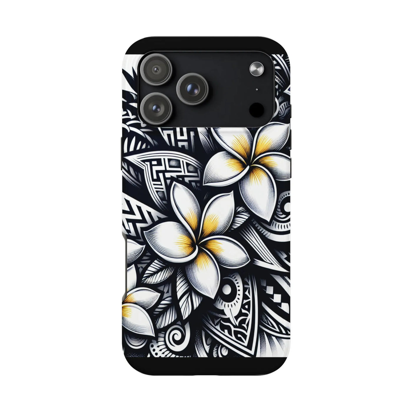 Polynesian Tribal Phone Case | Plumeria Flower Art Pattern | Dual-Layer Polycarbonate Protection | Premium Gift for Hawaii Lo