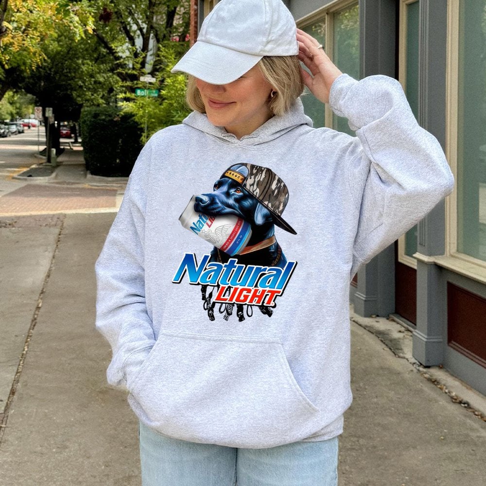Funny Dog Beer Hoodie | Labrador Retriever Drinking Natty Light Design | Premium Cotton Blend | Gift for Beer Lovers & Dog Ow