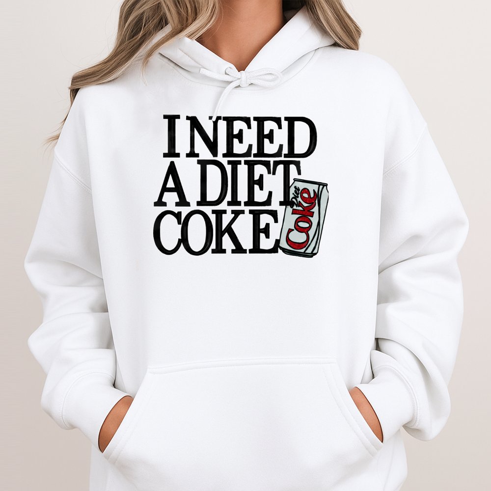 I Need A Diet Soda Hoodie | Graphic Soft Drink Lover Pullover | Premium Cotton-Poly Blend | Funny Caffeine Addict Gift For Wo