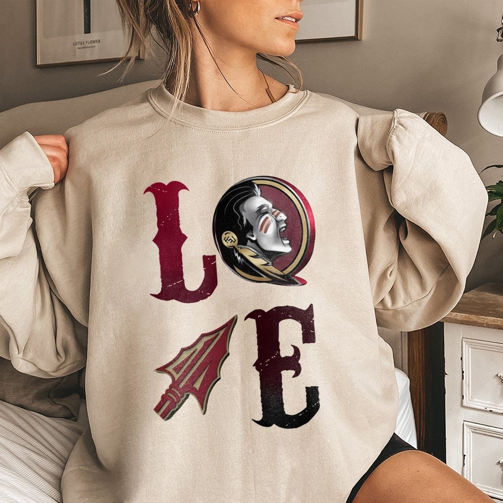 Florida State University Sweatshirt | LOVE Graphic Design with Spear Logo | Premium Cotton Blend | Unisex College Football Ga