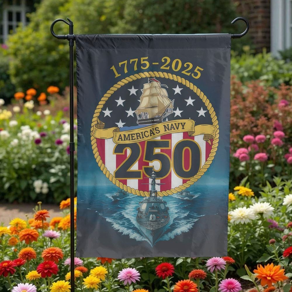 US Navy 250th Anniversary Garden Flag | 1775-2025 Military Commemorative | Premium Fade-Resistant Polyester | Patriotic Gift 