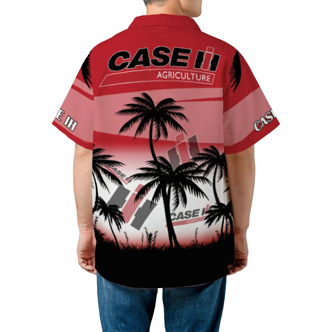 Case IH Hawaiian Shirt | Tropical Palm Tree Sunset Graphic | Premium Moisture-Wicking Polyester | Perfect Gift for Farmers & 