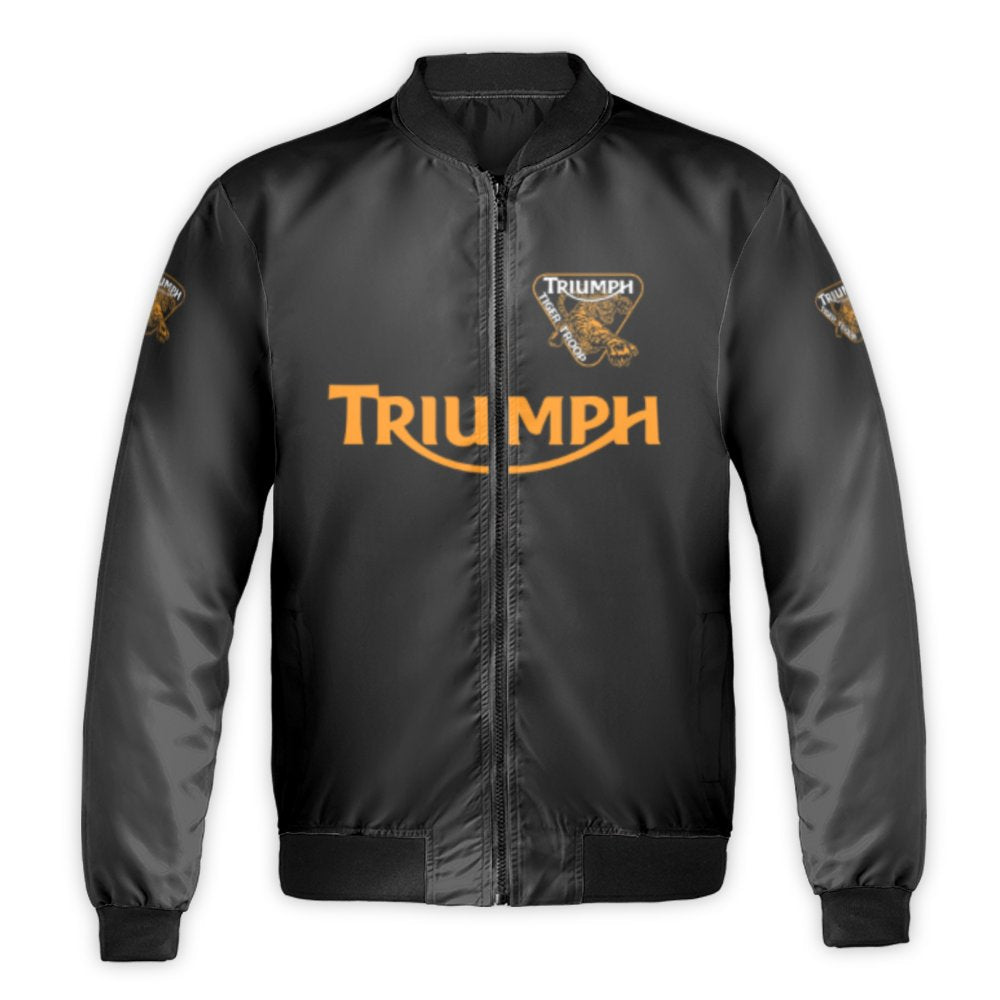 Triumph Motorcycles Bomber Jacket | Tiger Troop Logo Print | Durable Nylon Shell | Premium Biker Gift for Men and Women