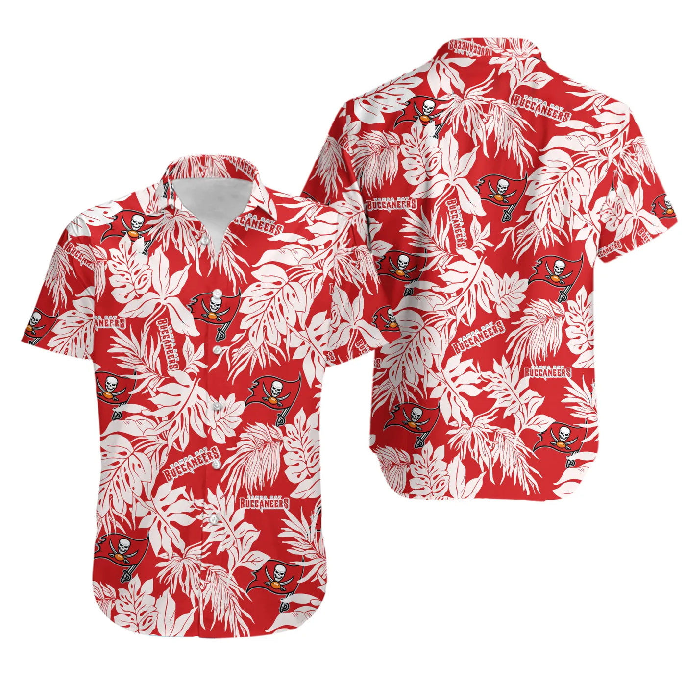 Tampa Bay Football Hawaiian Shirt | Tropical Team Logo Floral Print | Lightweight Summer Button Down | Premium Fan Apparel Gi