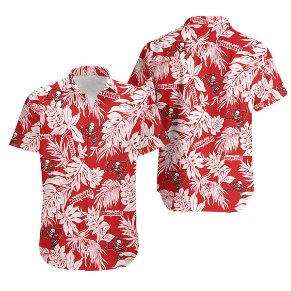 Tampa Bay Football Hawaiian Shirt | Tropical Team Logo Floral Print | Lightweight Summer Button Down | Premium Fan Apparel Gi