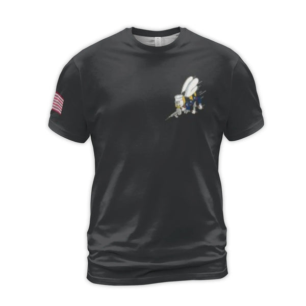 US Navy Seabee T-Shirt | American Flag Patriotic Veteran Design | Premium Polyester Spandex Blend | Perfect Gift for Navy Con