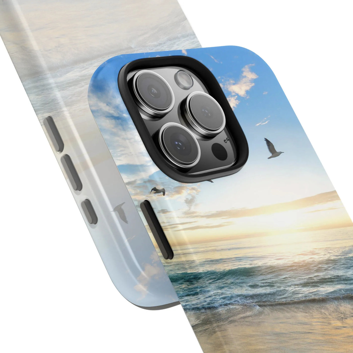 Ocean Sunset Phone Case | Scenic Seascape with Seagulls | Premium Dual-Layer Protective Cover | Gift for Beach Lovers