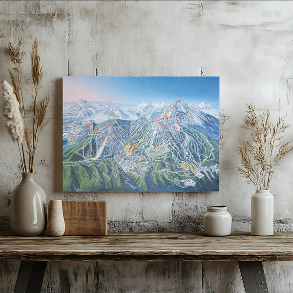 Big Sky Montana Ski Resort Map | Lone Mountain Trail Guide Wall Art | Premium Gallery Wrapped Canvas | Gift for Skiers and Mo