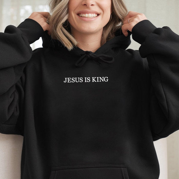 Jesus Is King Hoodie | Minimalist Christian Graphic Apparel | Cotton-Poly Blend Premium Comfort | Faith-Based Gift For Men An