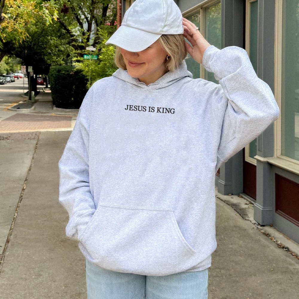 Jesus Is King Hoodie | Minimalist Christian Graphic Apparel | Cotton-Poly Blend Premium Comfort | Faith-Based Gift For Men An